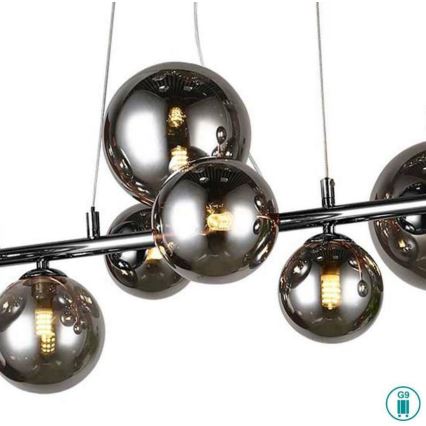Wofi 6014.10.24.9000 - Candeeiro suspenso LED VILLA 10xG9/3W/230V preto/cromado brilhante