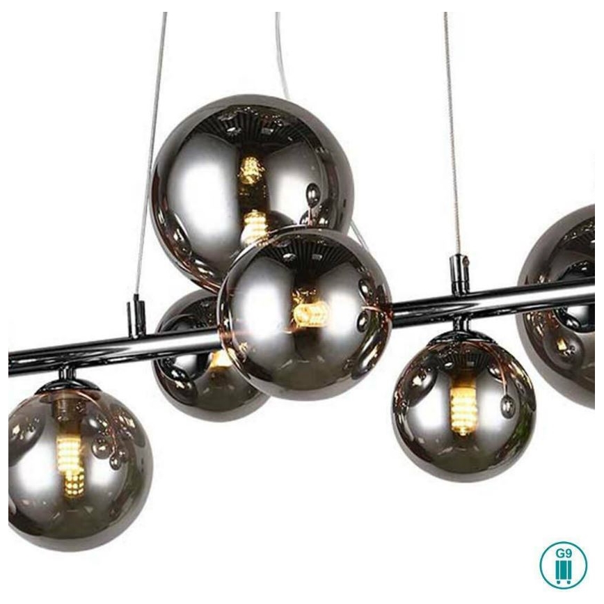 Wofi 6014.10.24.9000 - Candeeiro suspenso LED VILLA 10xG9/3W/230V preto/cromado brilhante