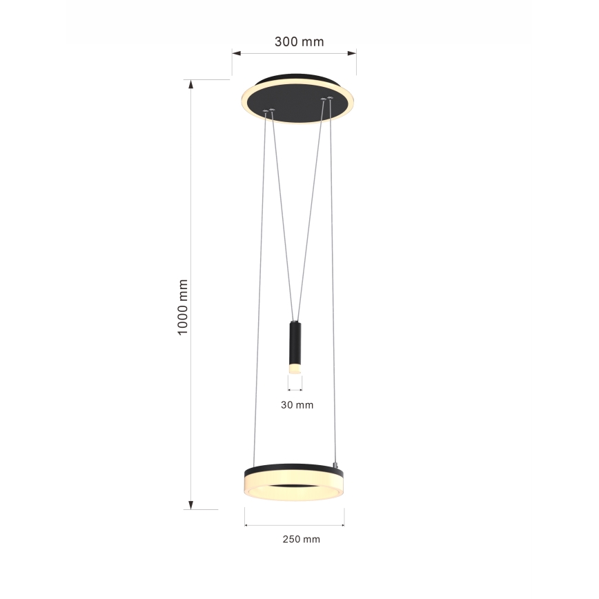 Wofi 6054-302 - Candelabro suspenso LED com regulação JESSE LED/15,5W/230V preto