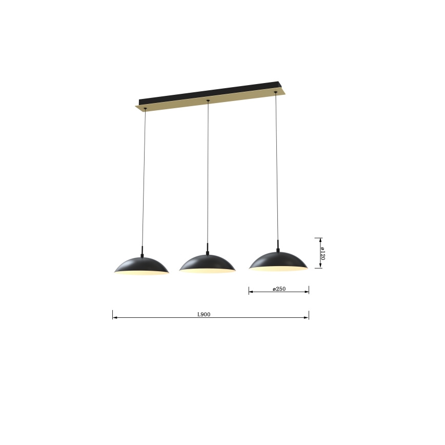Wofi 7001-304 - Candelabro suspenso LED com regulação ROSCOFF LED/29W/230V preto/dourada