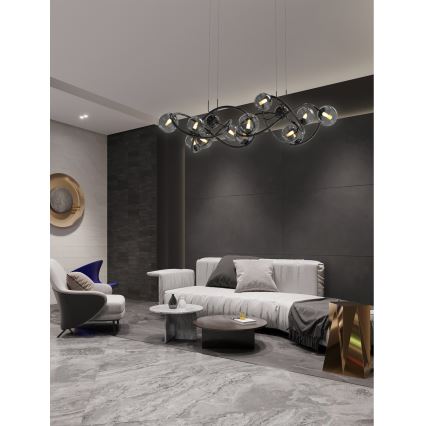 Wofi 7014-1405 - Candeeiro suspenso LED NANCY 14xG9/3,5W/230V preto/cromado brilhante
