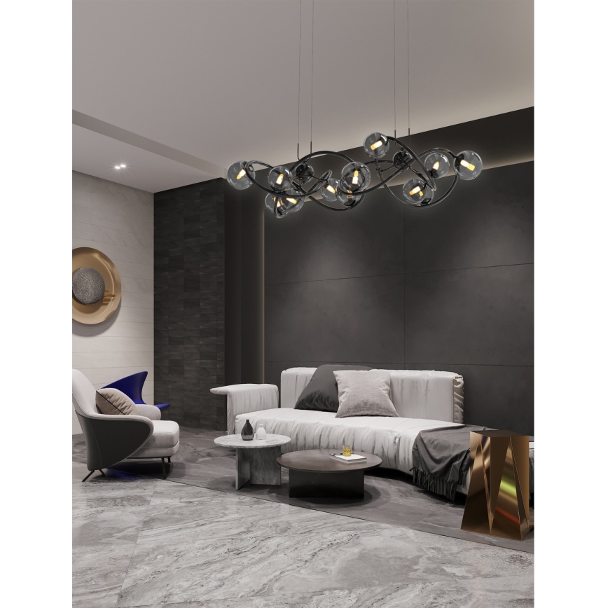 Wofi 7014-1405 - Candeeiro suspenso LED NANCY 14xG9/3,5W/230V preto/cromado brilhante