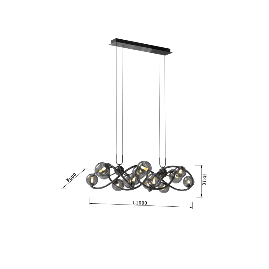 Wofi 7014-1405 - Candeeiro suspenso LED NANCY 14xG9/3,5W/230V preto/cromado brilhante