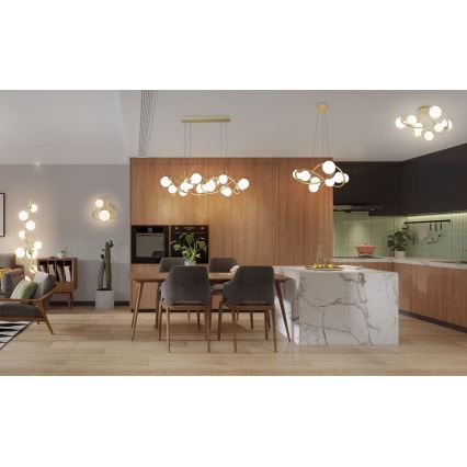 Wofi 7014-801 - Candelabro suspenso LED NANCY 8xG9/3,5W/230V dourada/branco