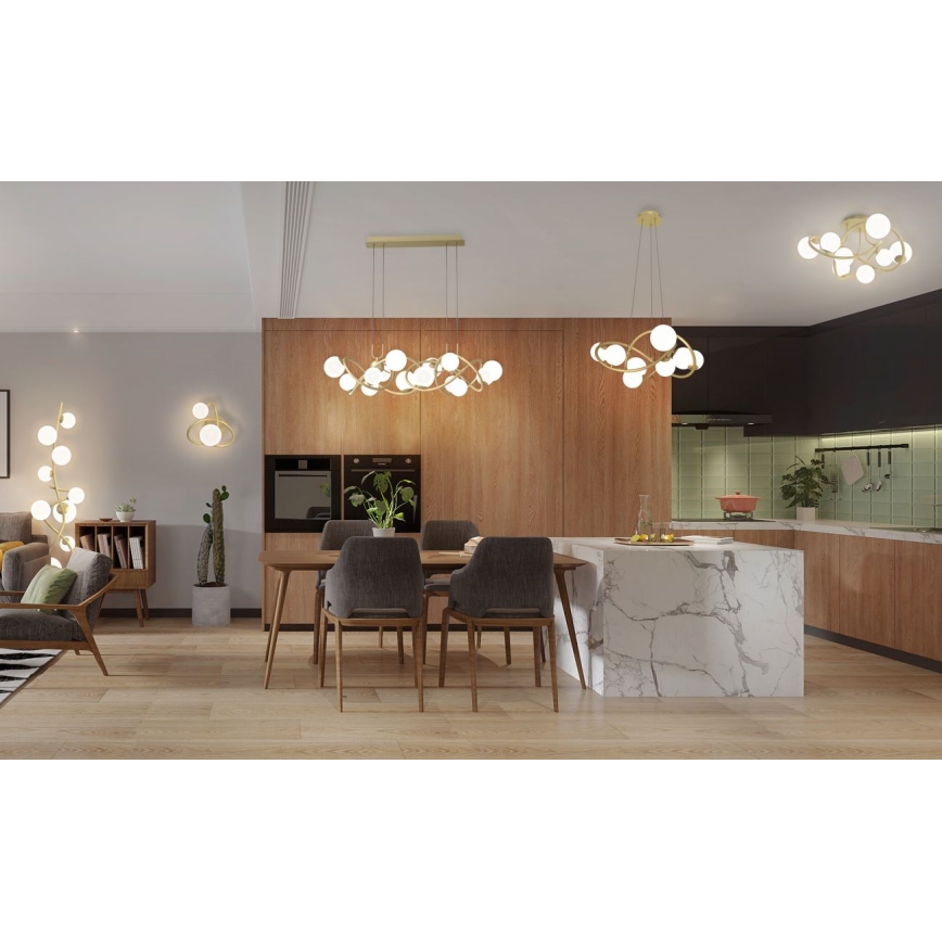 Wofi 7014-801 - Candelabro suspenso LED NANCY 8xG9/3,5W/230V dourada/branco