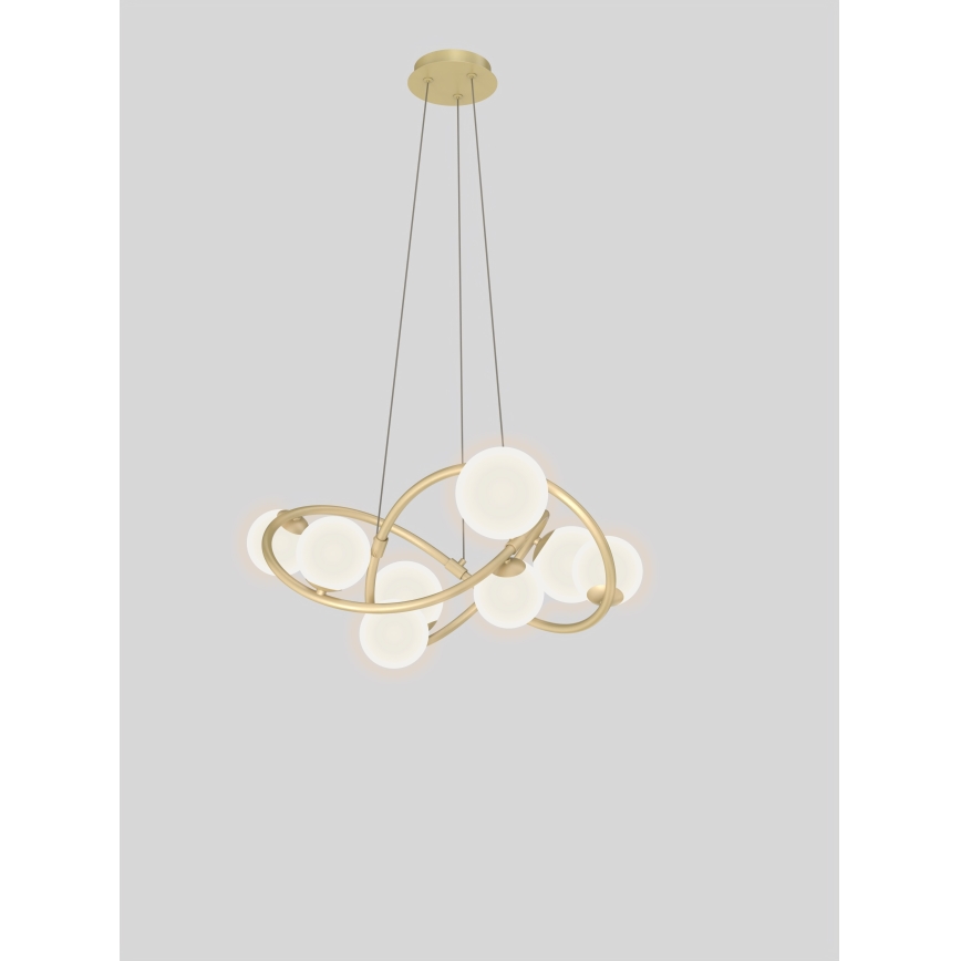 Wofi 7014-801 - Candelabro suspenso LED NANCY 8xG9/3,5W/230V dourada/branco
