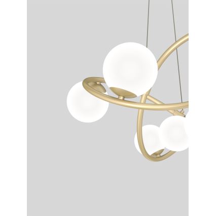 Wofi 7014-801 - Candelabro suspenso LED NANCY 8xG9/3,5W/230V dourada/branco