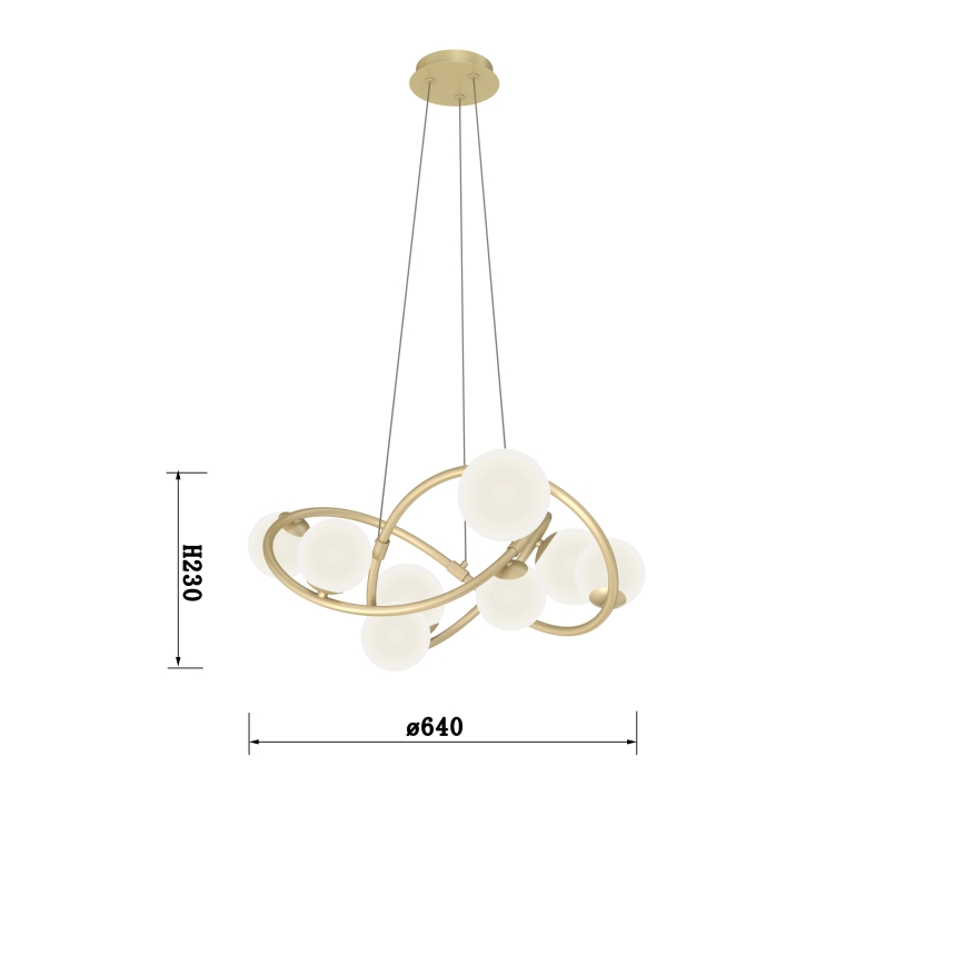 Wofi 7014-801 - Candelabro suspenso LED NANCY 8xG9/3,5W/230V dourada/branco