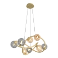Wofi 7014-804 - Candelabro suspenso LED NANCY 8xG9/3,5W/230V dourada/cinzento