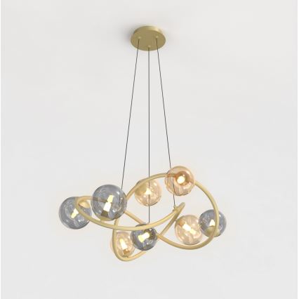 Wofi 7014-804 - Candelabro suspenso LED NANCY 8xG9/3,5W/230V dourada/cinzento