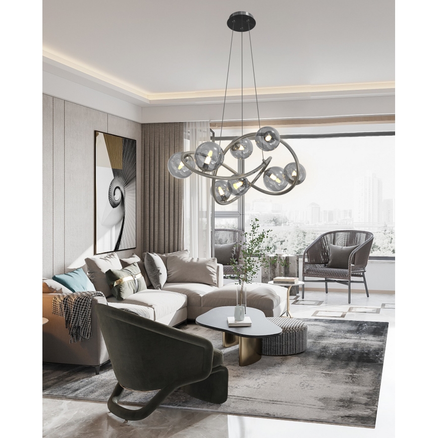 Wofi 7014-805 - Candeeiro suspenso LED NANCY 8xG9/3,5W/230V preto/cromado brilhante
