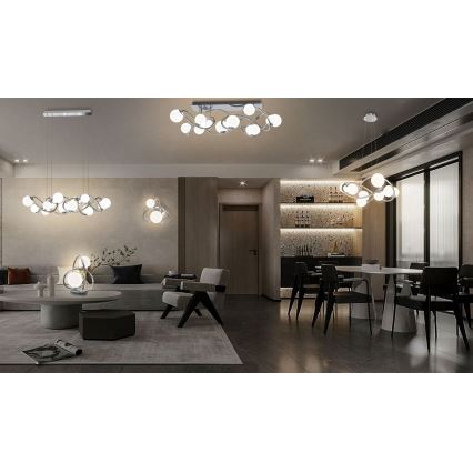 Wofi 7014-807 - Candelabro suspenso LED NANCY 8xG9/3,5W/230V cromado brilhante
