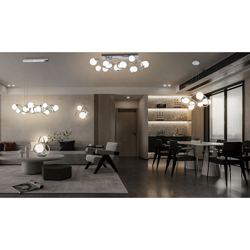 Wofi 7014-807 - Candelabro suspenso LED NANCY 8xG9/3,5W/230V cromado brilhante