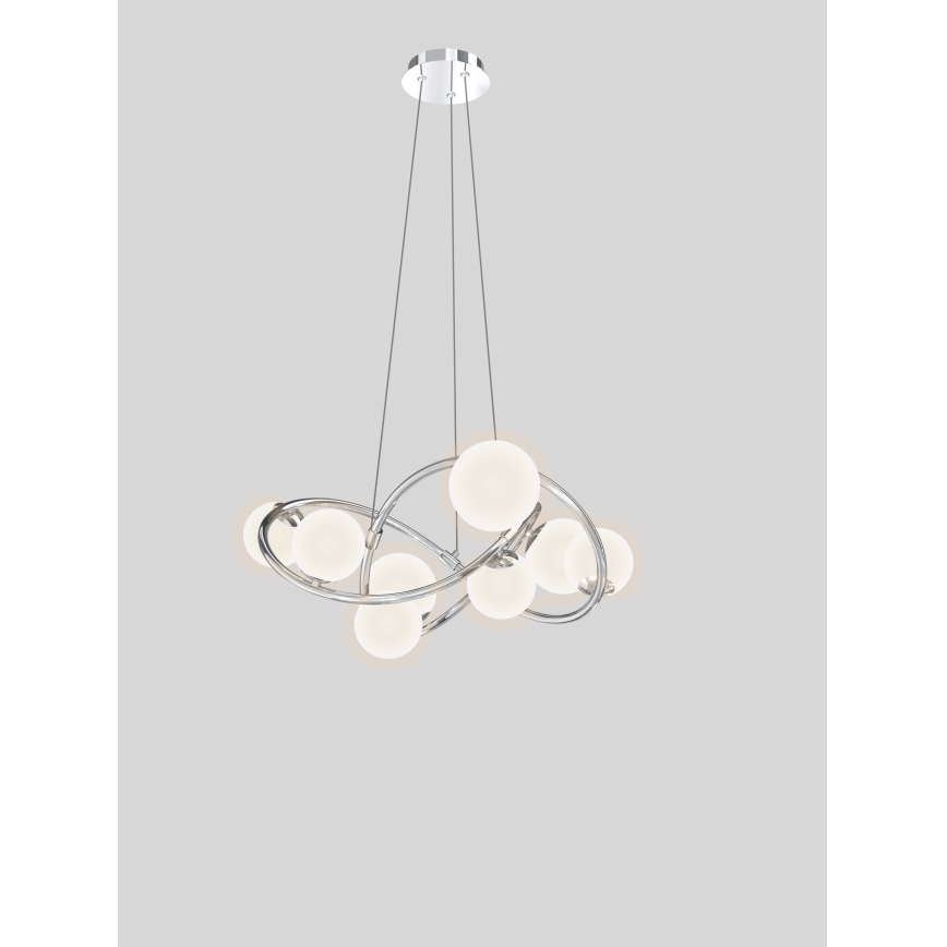 Wofi 7014-807 - Candelabro suspenso LED NANCY 8xG9/3,5W/230V cromado brilhante