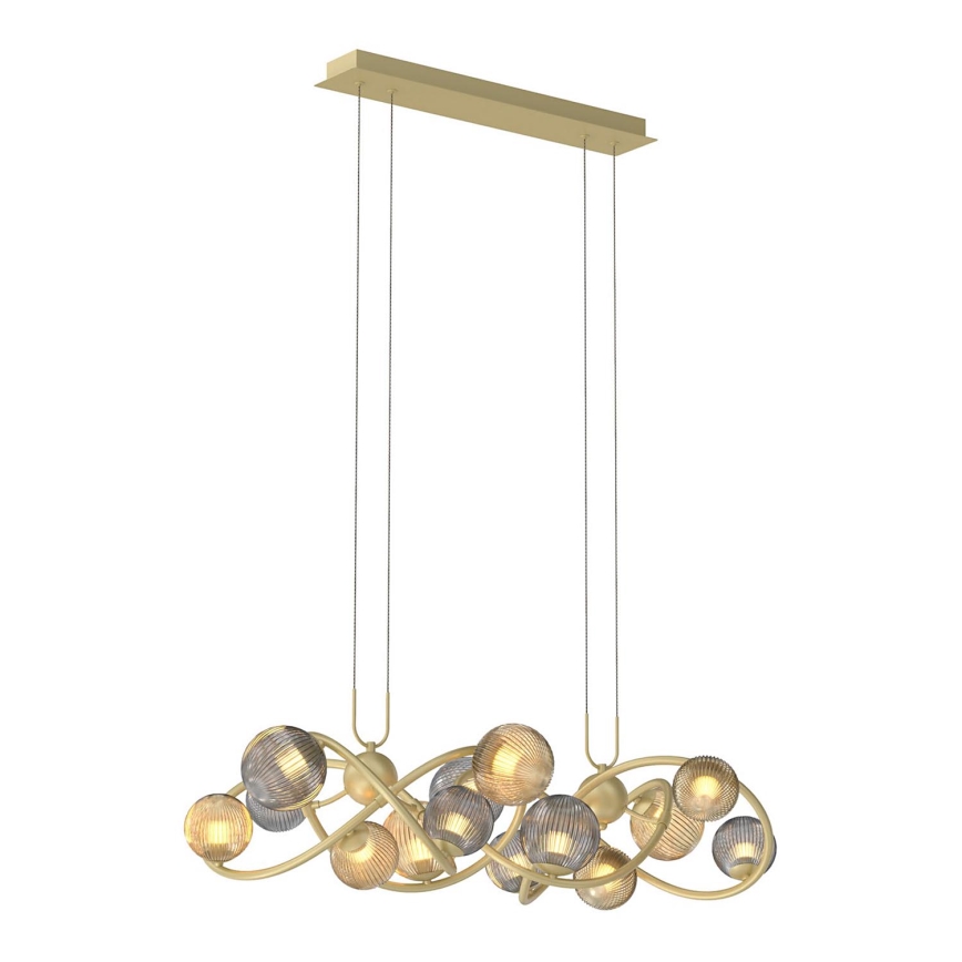 Wofi 7015-1404 - Candelabro suspenso LED METZ 14xG9/3,5W/230V dourada/cinzento