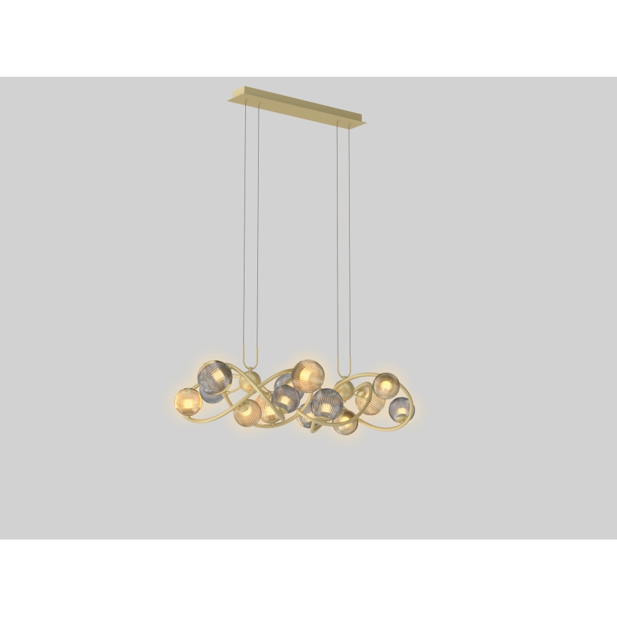 Wofi 7015-1404 - Candelabro suspenso LED METZ 14xG9/3,5W/230V dourada/cinzento
