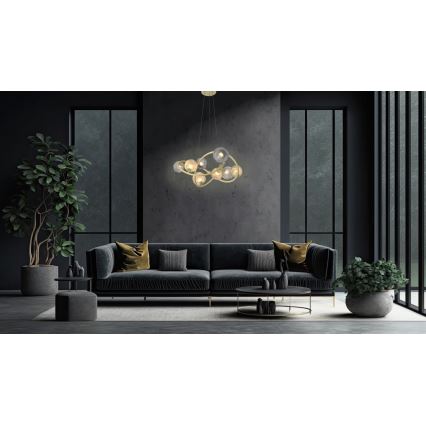 Wofi 7015-804 - Candelabro suspenso LED METZ 8xG9/3,5W/230V dourada/cinzento