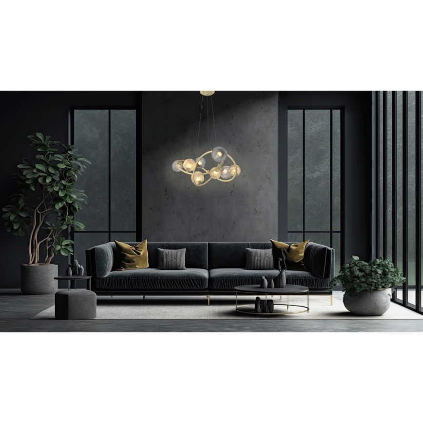 Wofi 7015-804 - Candelabro suspenso LED METZ 8xG9/3,5W/230V dourada/cinzento
