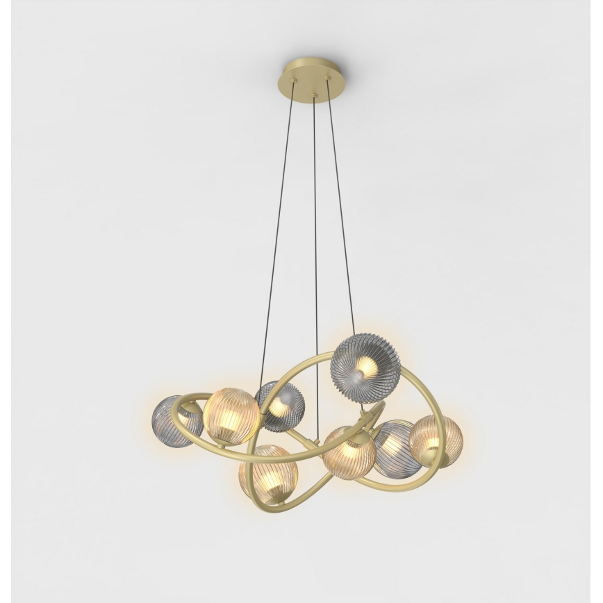 Wofi 7015-804 - Candelabro suspenso LED METZ 8xG9/3,5W/230V dourada/cinzento