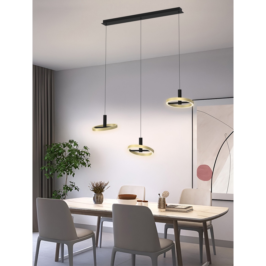 Wofi 7016-304 - Candelabro suspenso LED com regulação BREST LED/26W/230V preto/dourada
