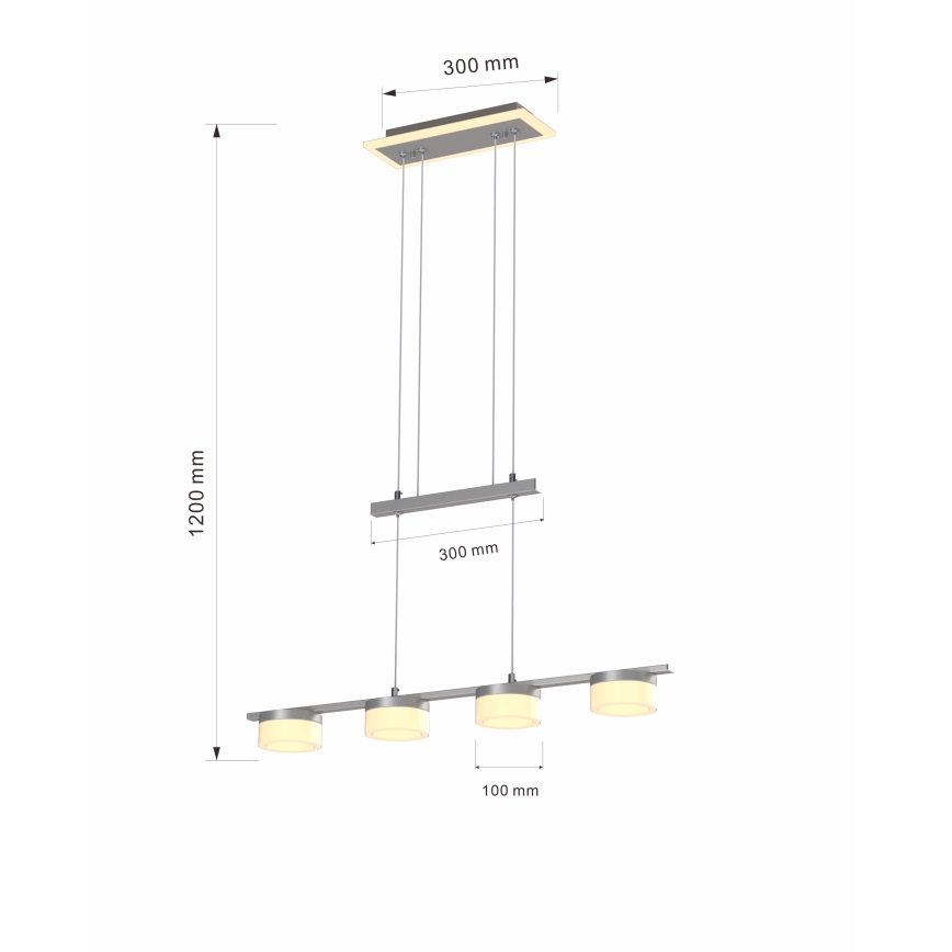 Wofi 7054-503 - Candelabro suspenso LED com regulação JESSE LED/21W/230V cromado mate