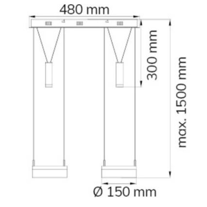 Wofi 7263.04.54.6000 - Candelabro suspenso LED com regulação JETTE 2xLED/7,5W/230V + 2xLED/1W