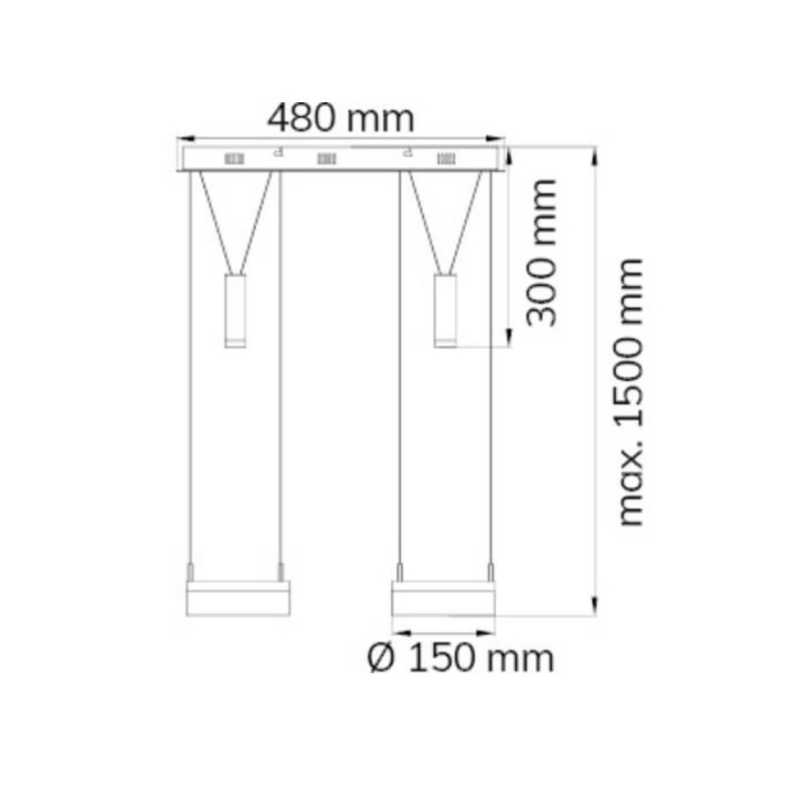 Wofi 7263.04.54.6000 - Candelabro suspenso LED com regulação JETTE 2xLED/7,5W/230V + 2xLED/1W