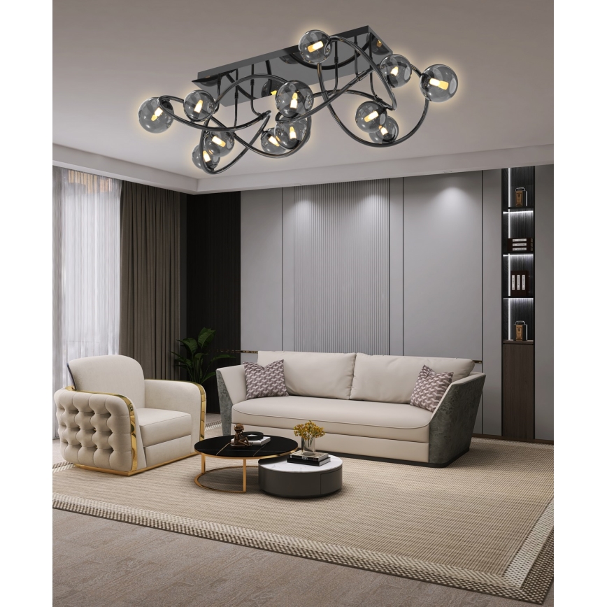 Wofi 9014-1205 - Candeeiro  integrado LED NANCY 12xG9/3,5W/230V preto/cromado brilhante
