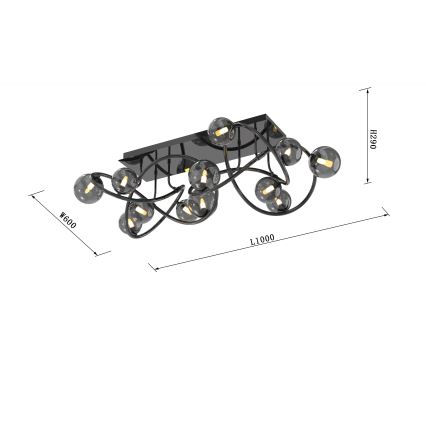Wofi 9014-1205 - Candeeiro  integrado LED NANCY 12xG9/3,5W/230V preto/cromado brilhante