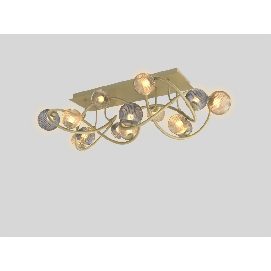 Wofi 9015-1204 - Candelabro integrado LED METZ 12xG9/3,5W/230V dourada/cinzento