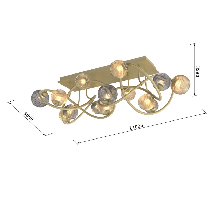 Wofi 9015-1204 - Candelabro integrado LED METZ 12xG9/3,5W/230V dourada/cinzento