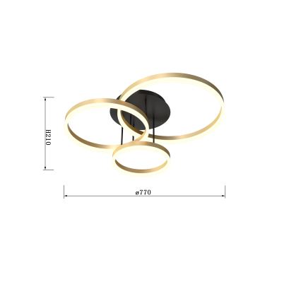 Wofi 9049-401 - Lustre de teto LED dimável PERPIGNAN LED/51W/230V dourado
