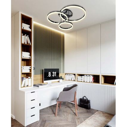 Wofi 9049-405 - Candeeiro integrado LED com regulação PERPIGNAN LED/51W/230V preto/cromado brilhante