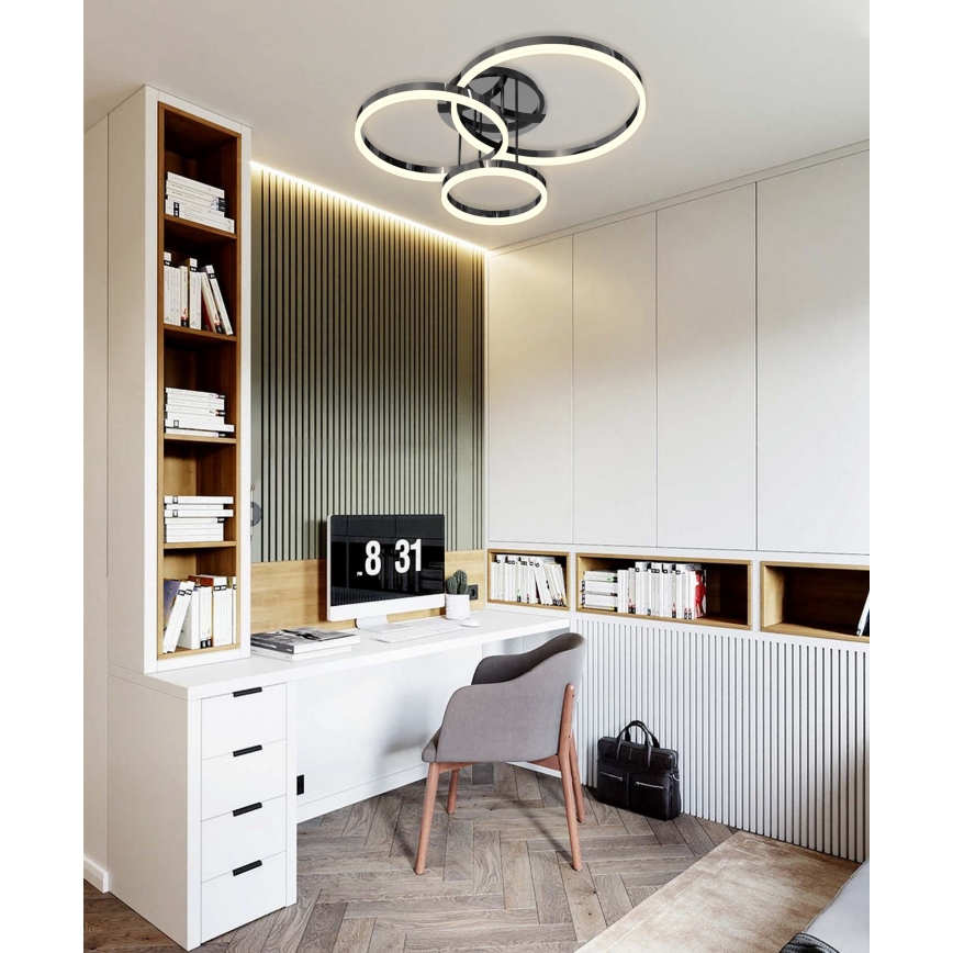 Wofi 9049-405 - Candeeiro integrado LED com regulação PERPIGNAN LED/51W/230V preto/cromado brilhante