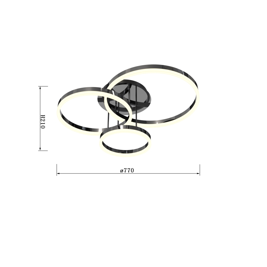 Wofi 9049-405 - Candeeiro integrado LED com regulação PERPIGNAN LED/51W/230V preto/cromado brilhante