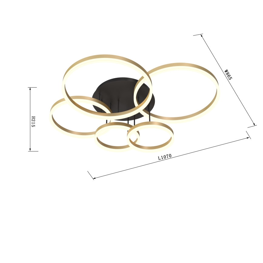 Wofi 9049-601 - Candelabro integrado LED com regulação PERPIGNAN LED/80W/230V dourada