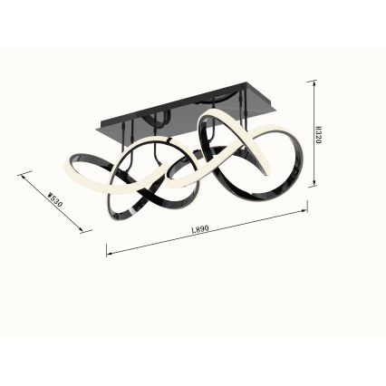 Wofi 9134-205 - Lustre de teto LED regulável INDIGO LED/64W/230V preto/cromado brilhante