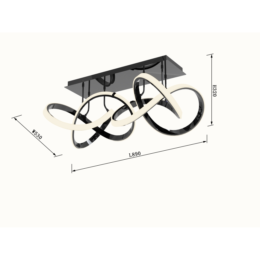 Wofi 9134-205 - Lustre de teto LED regulável INDIGO LED/64W/230V preto/cromado brilhante
