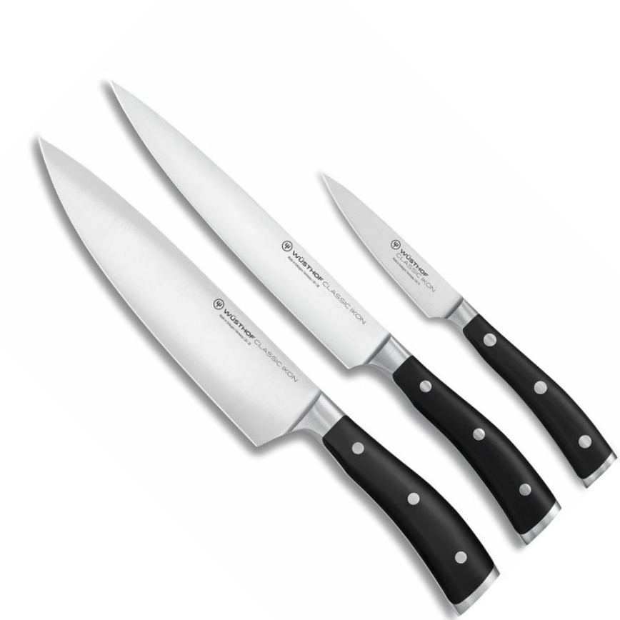 Wüsthof - Conjunto de facas de cozinha CLASSIC IKON 3 pcs preto