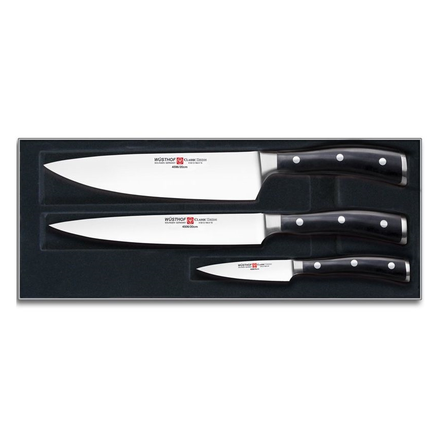 Wüsthof - Conjunto de facas de cozinha CLASSIC IKON 3 pcs preto