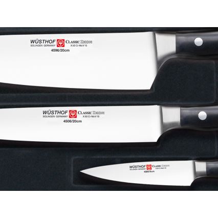 Wüsthof - Conjunto de facas de cozinha CLASSIC IKON 3 pcs preto