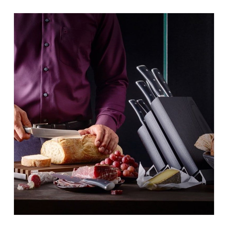 Wüsthof - Conjunto de facas de cozinha num suporte CLASSIC IKON 7 unid. cinza/preto