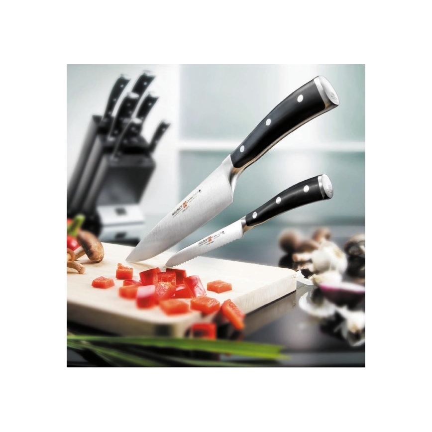 Wüsthof - Conjunto de facas de cozinha num suporte CLASSIC IKON 7 unid. cinza/preto