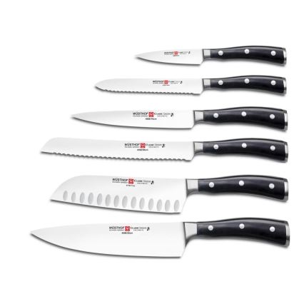 Wüsthof - Conjunto de facas de cozinha num suporte CLASSIC IKON 7 unid. cinza/preto