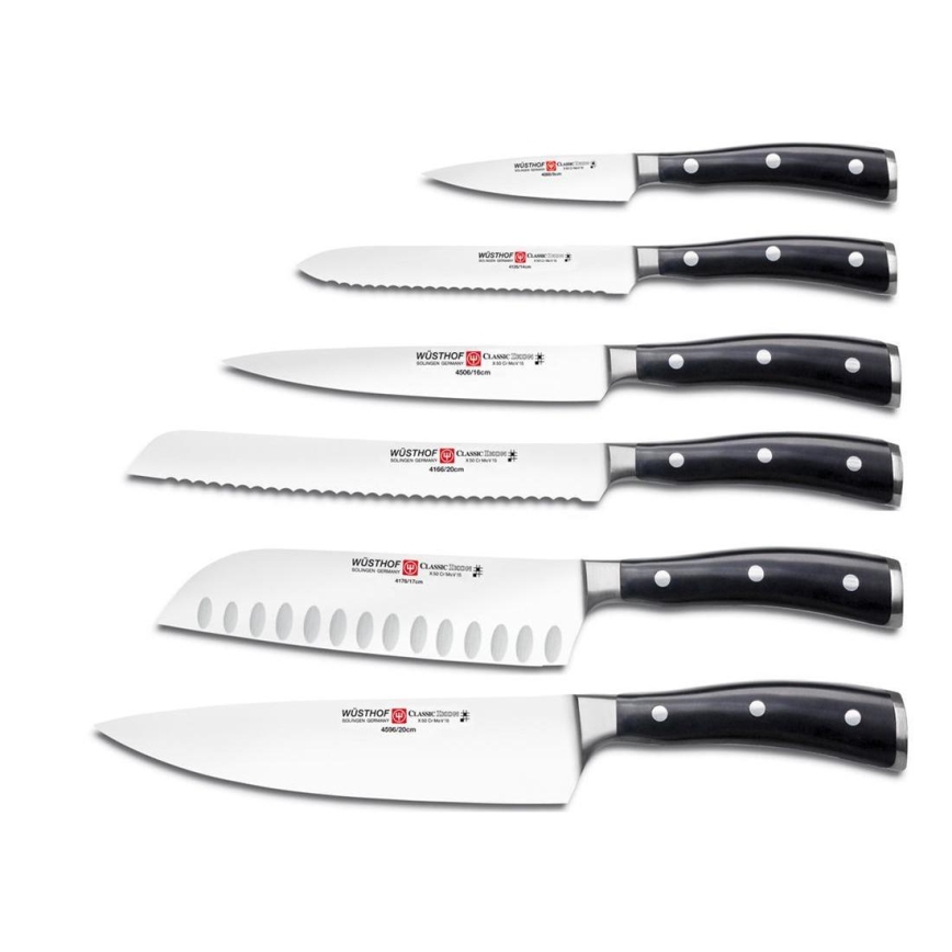 Wüsthof - Conjunto de facas de cozinha num suporte CLASSIC IKON 7 unid. cinza/preto