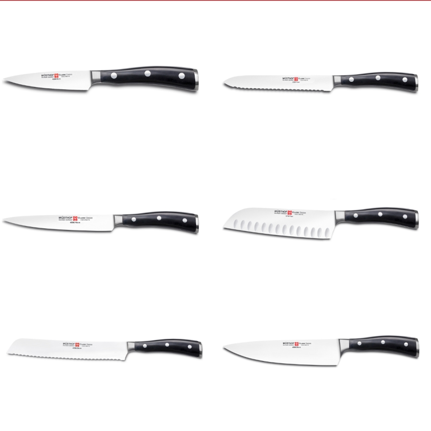 Wüsthof - Conjunto de facas de cozinha num suporte CLASSIC IKON 7 unid. cinza/preto