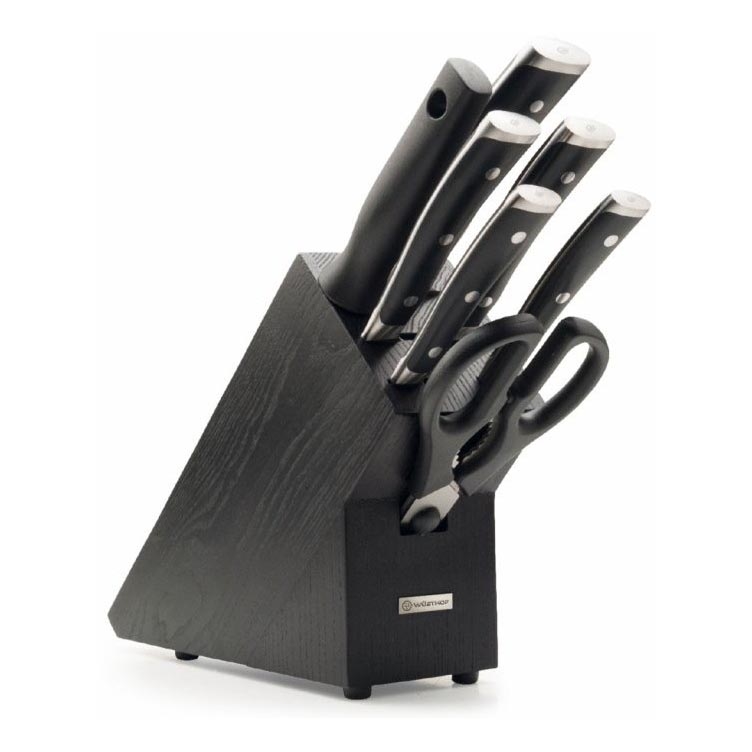Wüsthof - Conjunto de facas de cozinha num suporte CLASSIC IKON 8 unid. cinza/preto