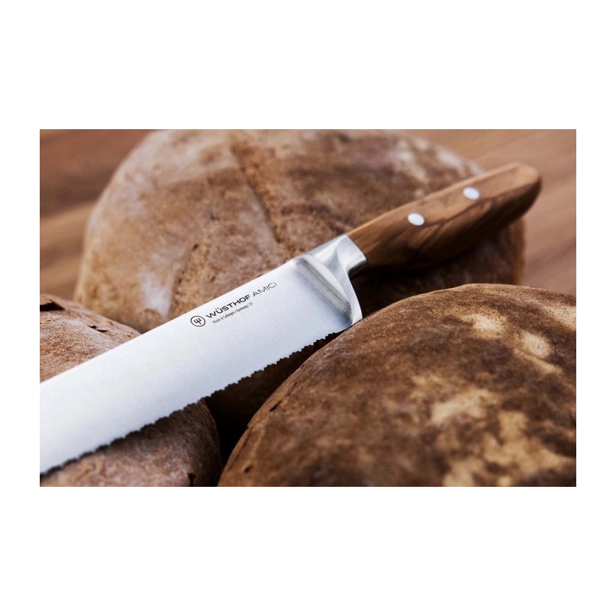 Wüsthof - Faca de cozinha para cortar pão AMICI 23 cm madeira de oliveira