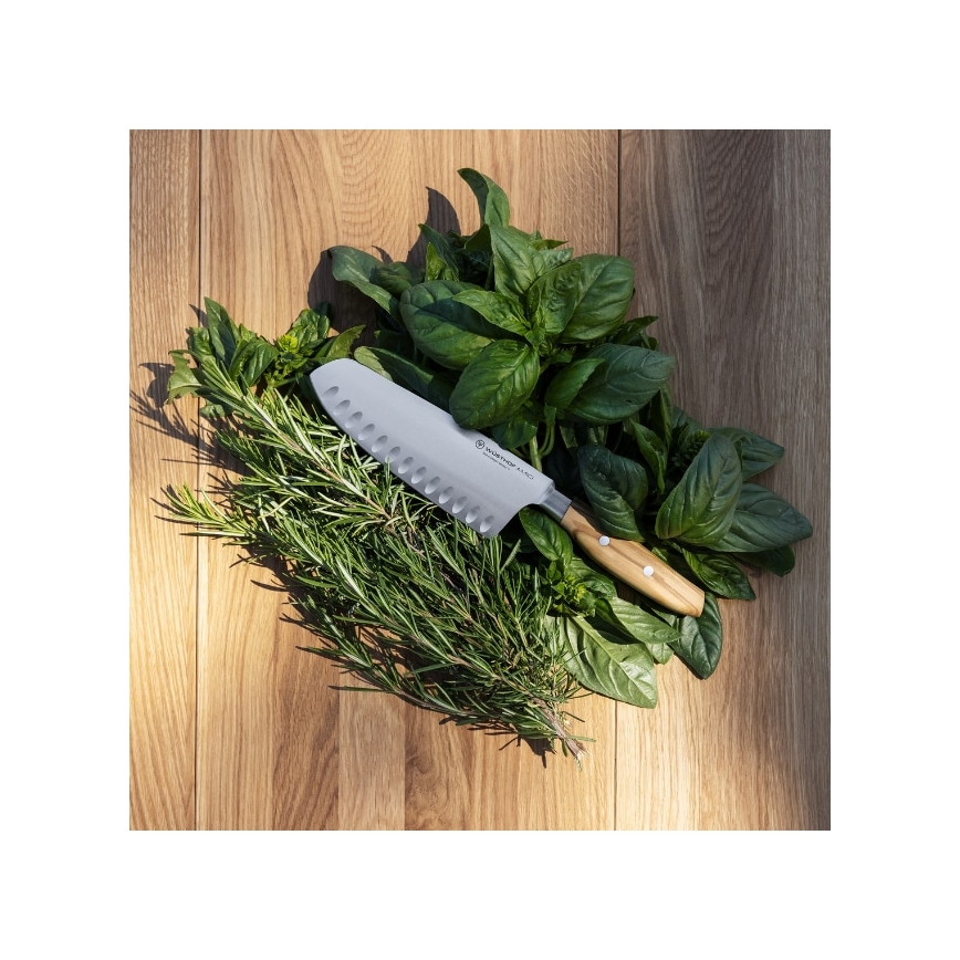 Wüsthof - Faca de cozinha santoku AMICI 17 cm madeira de oliveira