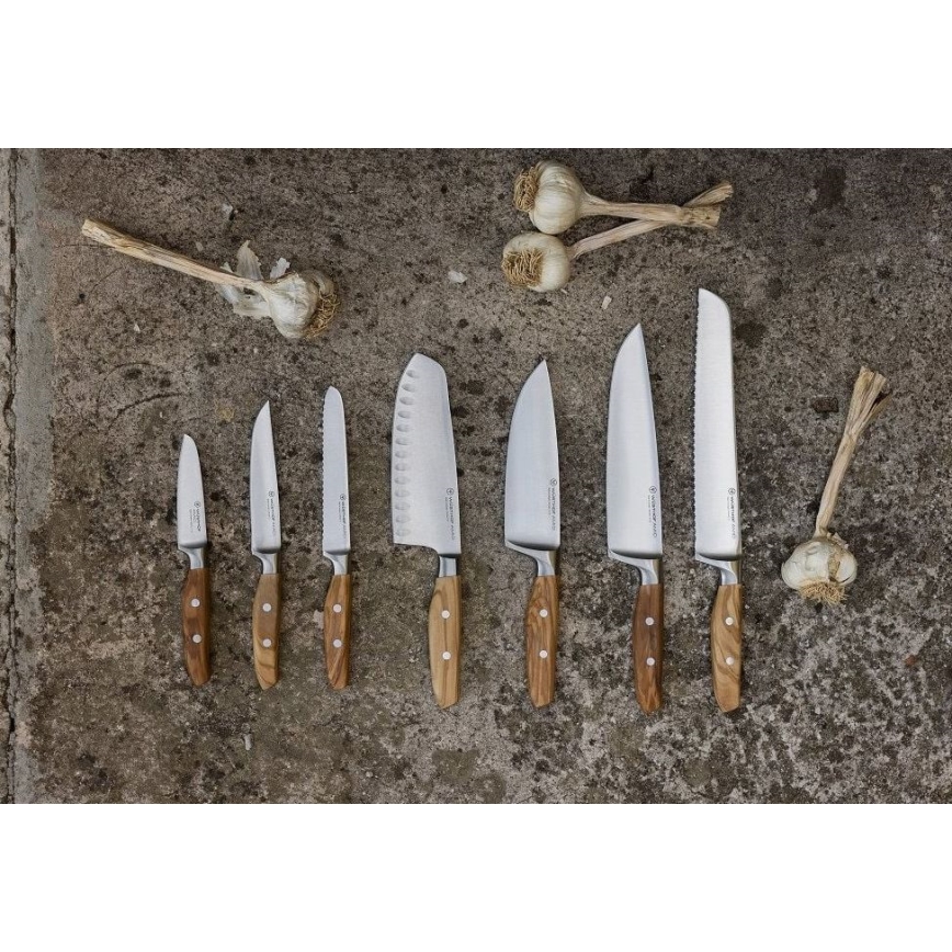 Wüsthof - Faca de cozinha santoku AMICI 17 cm madeira de oliveira